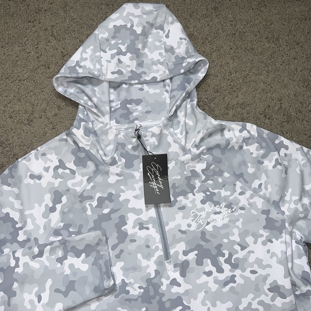 Sunday Swagger Hoodie Men S Gray‎ Camo 1/4 Zip Pullover Golf Stretch